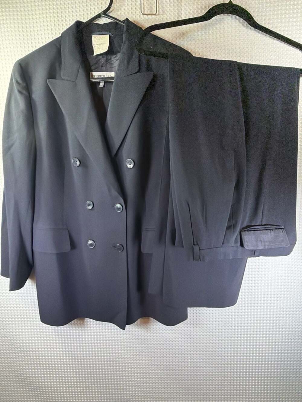 Cerruti 1881 Women's Vintage Double-Breasted Black Pant Suit Set